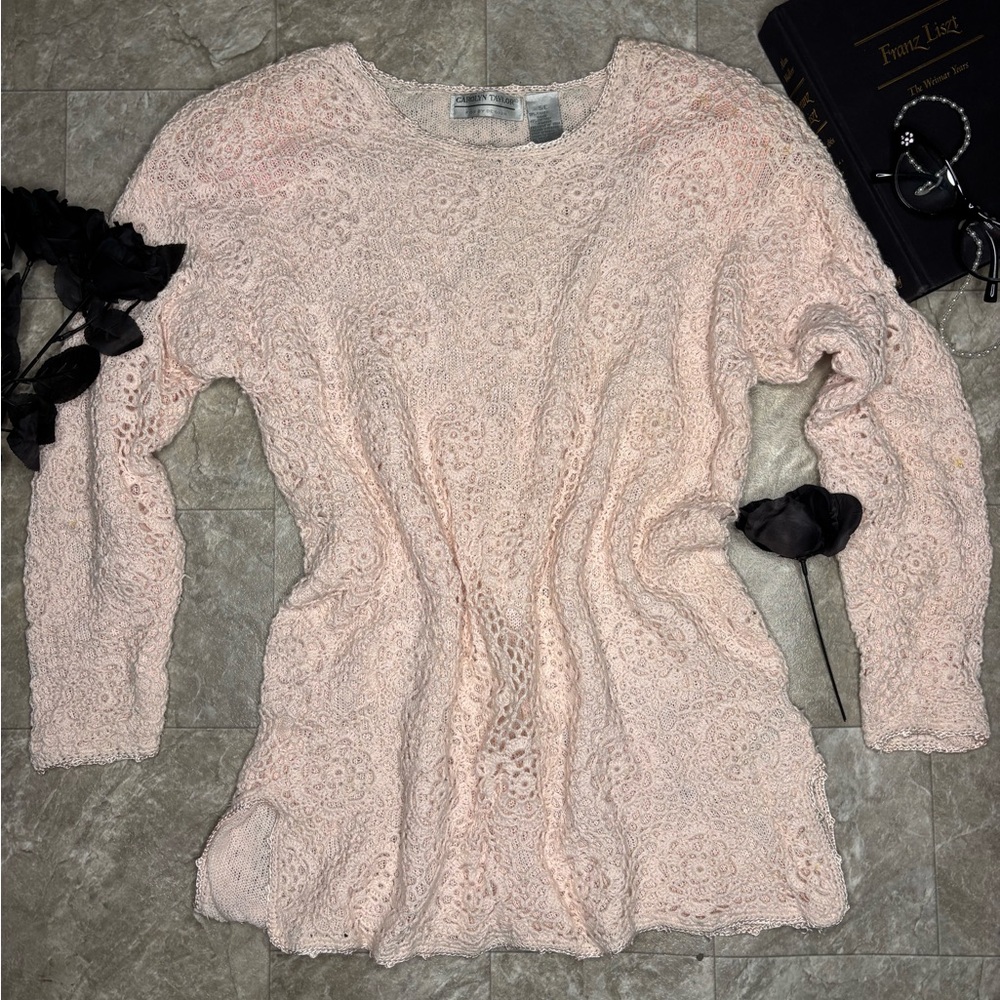 Carolyn Taylor Blush Lace Knit Top